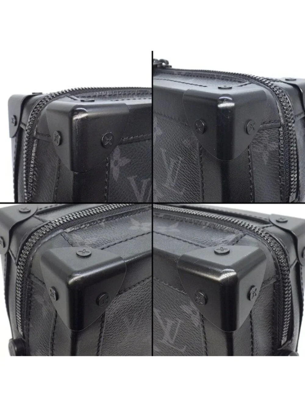 Louis Vuitton Shoulder Bag Soft Trunk Black Gray Monogram Eclipse Leather